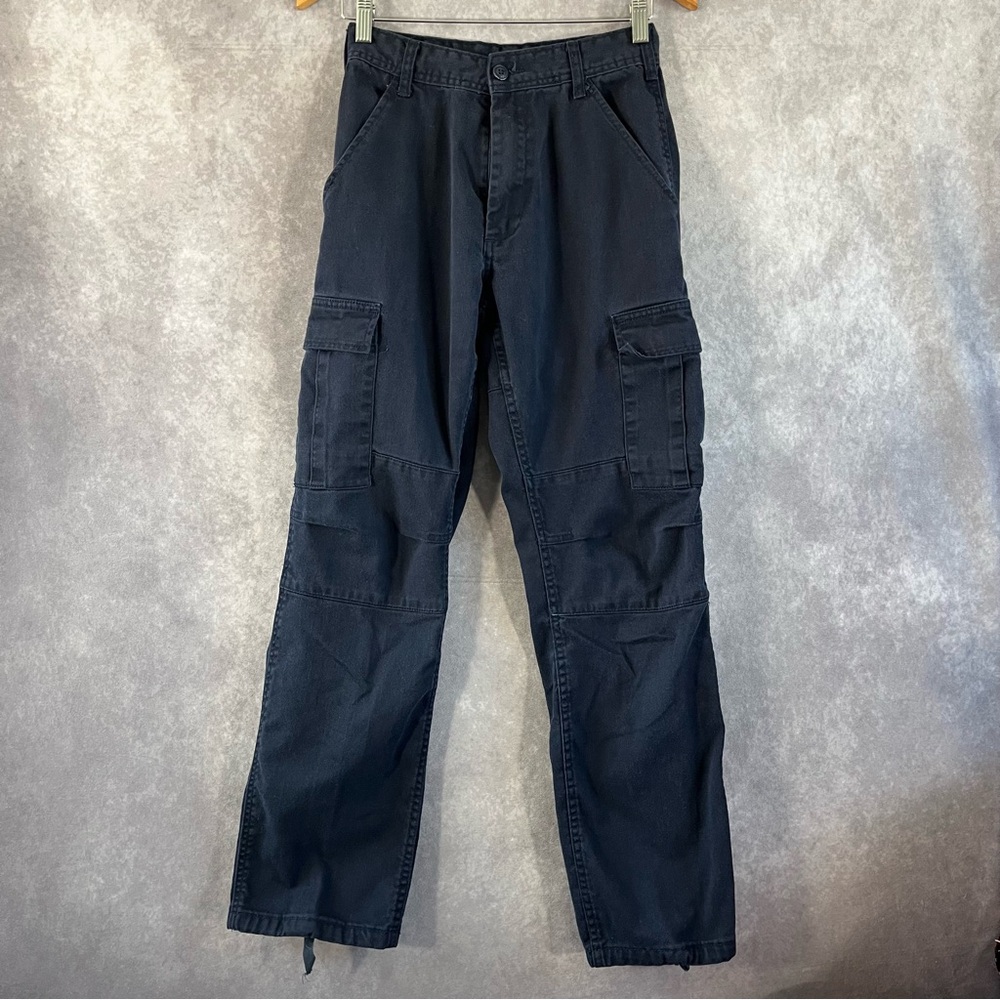 J Galt Cargo Pants Womens Small Black Pockets High Rise Cinch Pant Cuffs & Waist